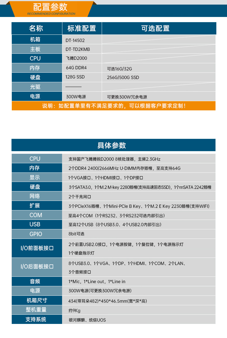 國產(chǎn)飛騰騰銳D2000 CPU,1U蕪湖上架式蕪湖工控機(jī),DT-14502-TD2KMB.jpg